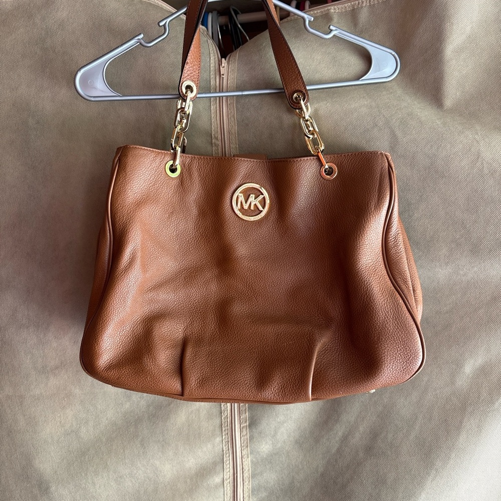 Michael Kors Brown Shoulder Bag with Gold Hardware